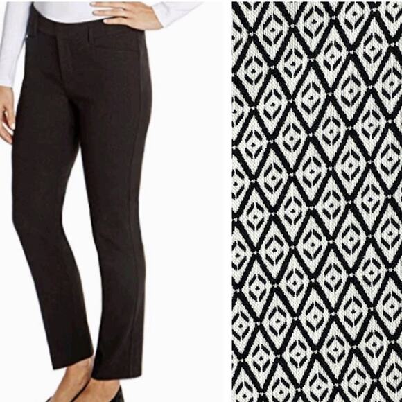 Mario Serrani Geometric Print Black and White Slim Cropped Chino Pant size 8 - Picture 1 of 9